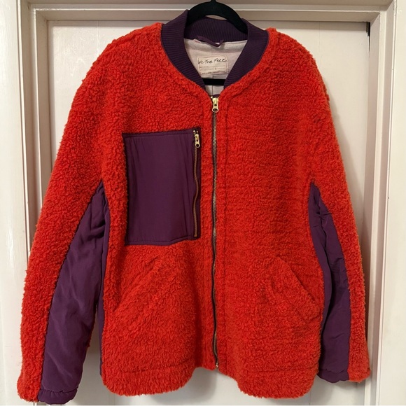 We the Free People Rivington Sherpa Jacket Chili Combo OB1006446 L - Picture 2 of 10